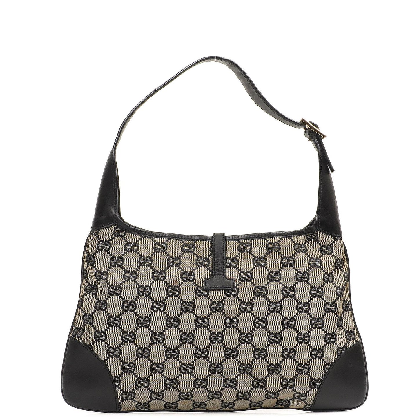 Gucci Jackie Medium Vintage Bag Black GG Canvas And Leather