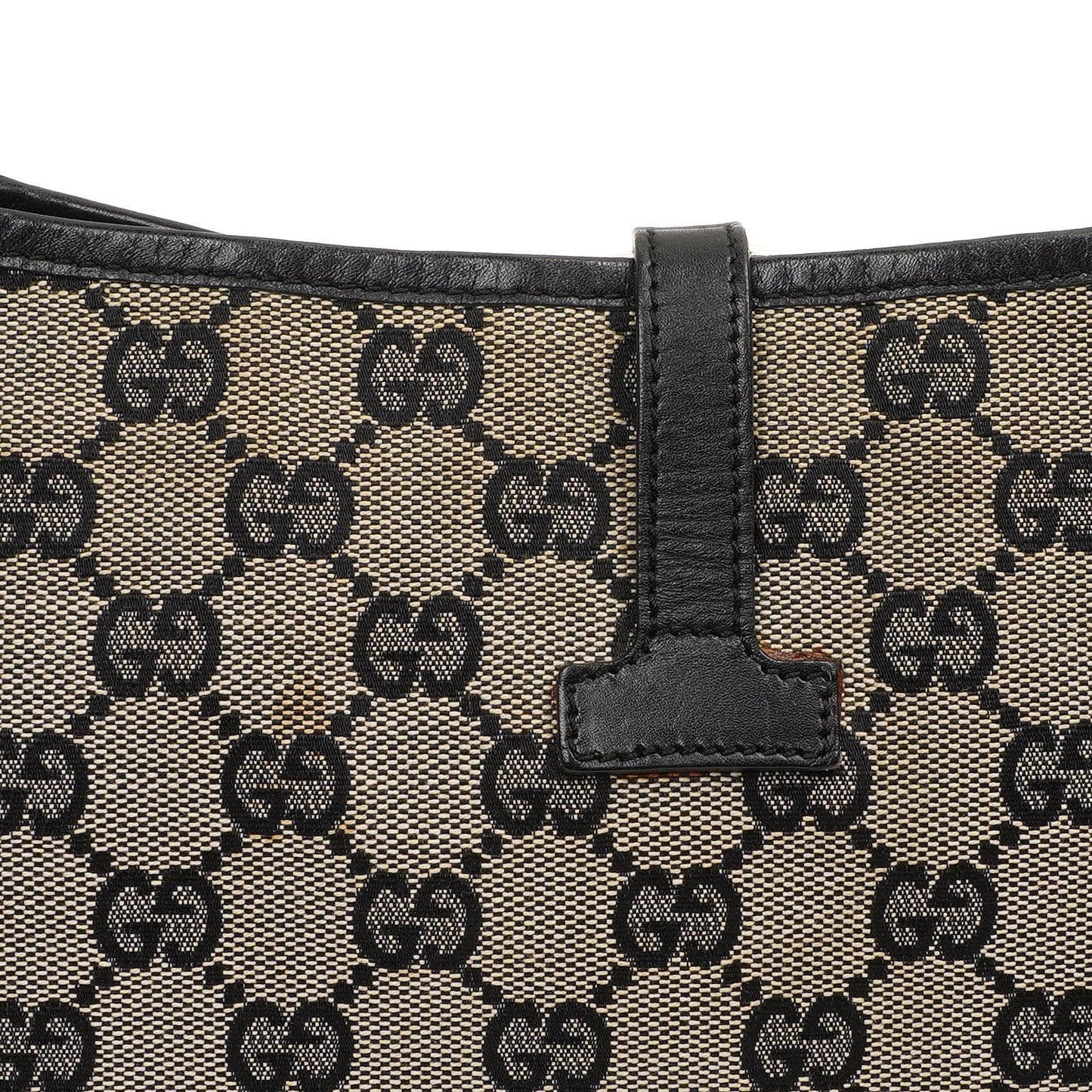 Gucci Jackie Medium Vintage Bag Black GG Canvas And Leather
