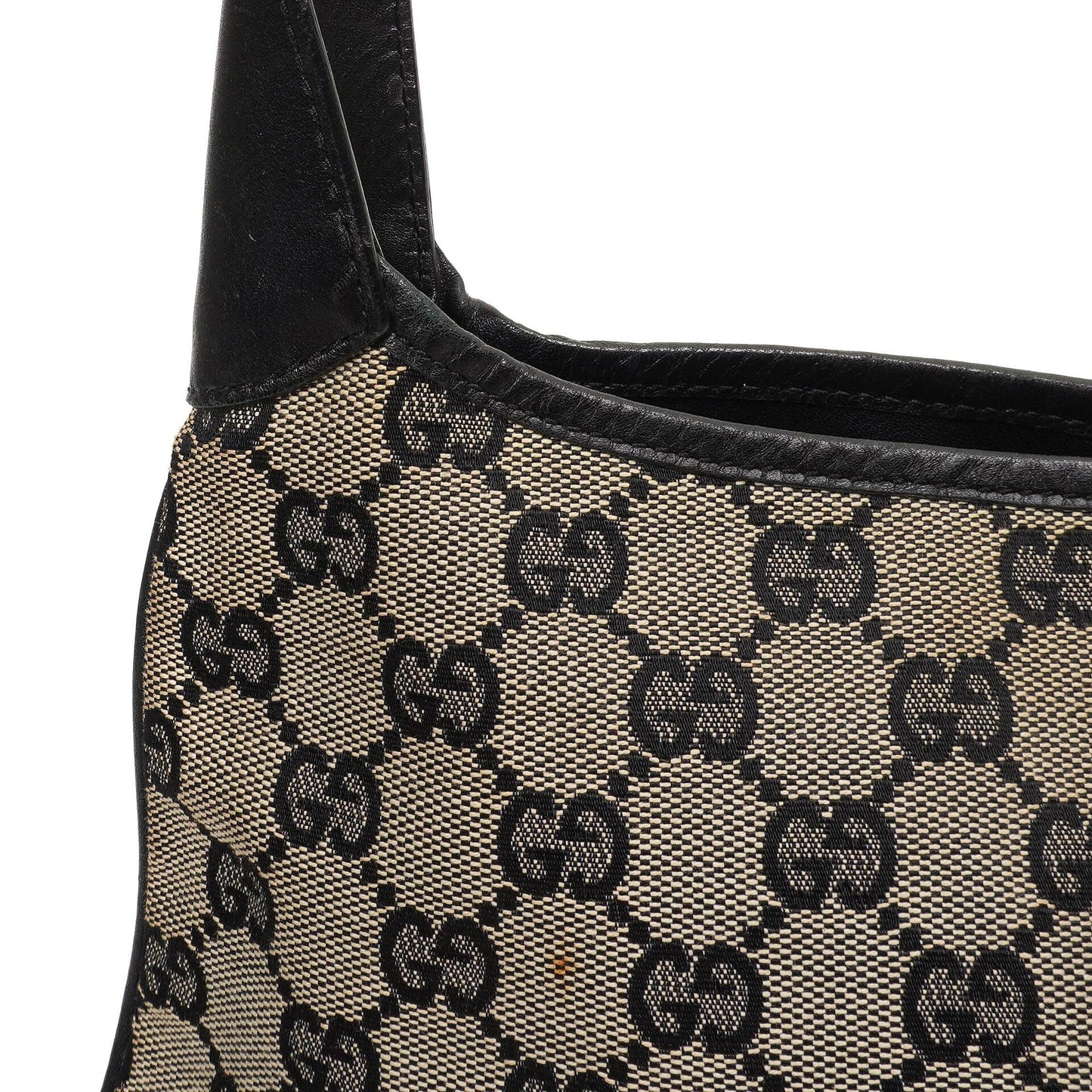 Gucci Jackie Medium Vintage Bag Black GG Canvas And Leather