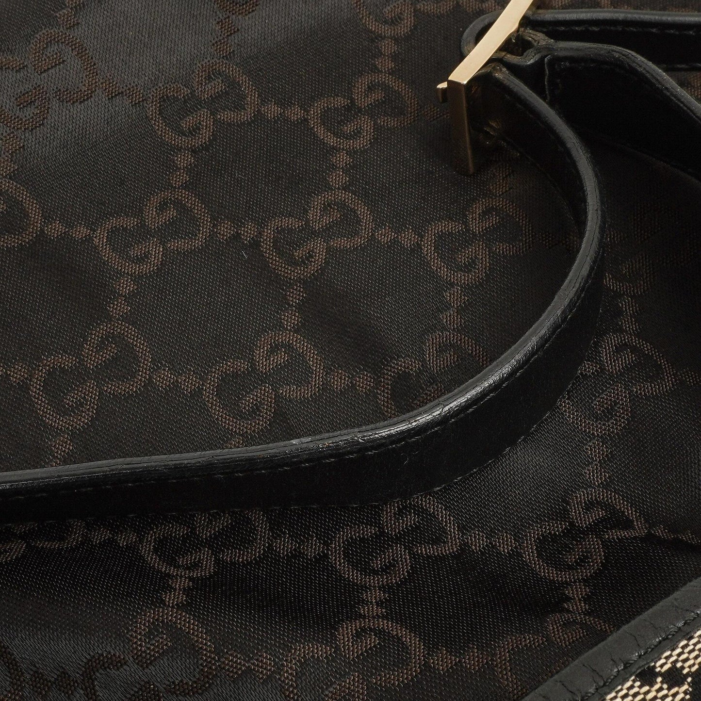 Gucci Jackie Medium Vintage Bag Black GG Canvas And Leather