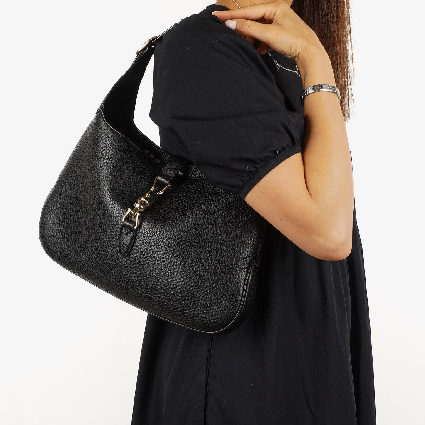 Gucci Jackie Medium Vintage Black Leather Shoulder Bag