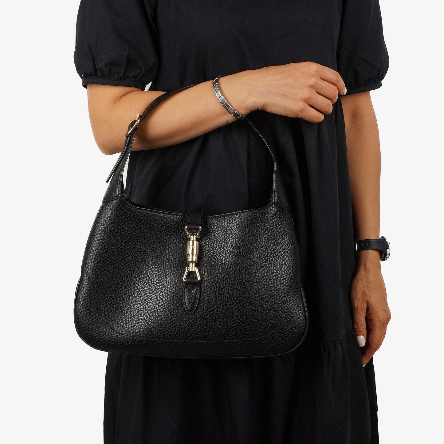 Gucci Jackie Medium Vintage Black Leather Shoulder Bag