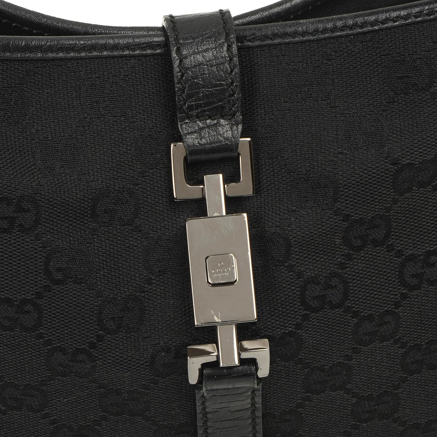 Gucci Jackie Vintage Medium Black GG Canvas And Leather Shoulder Bag