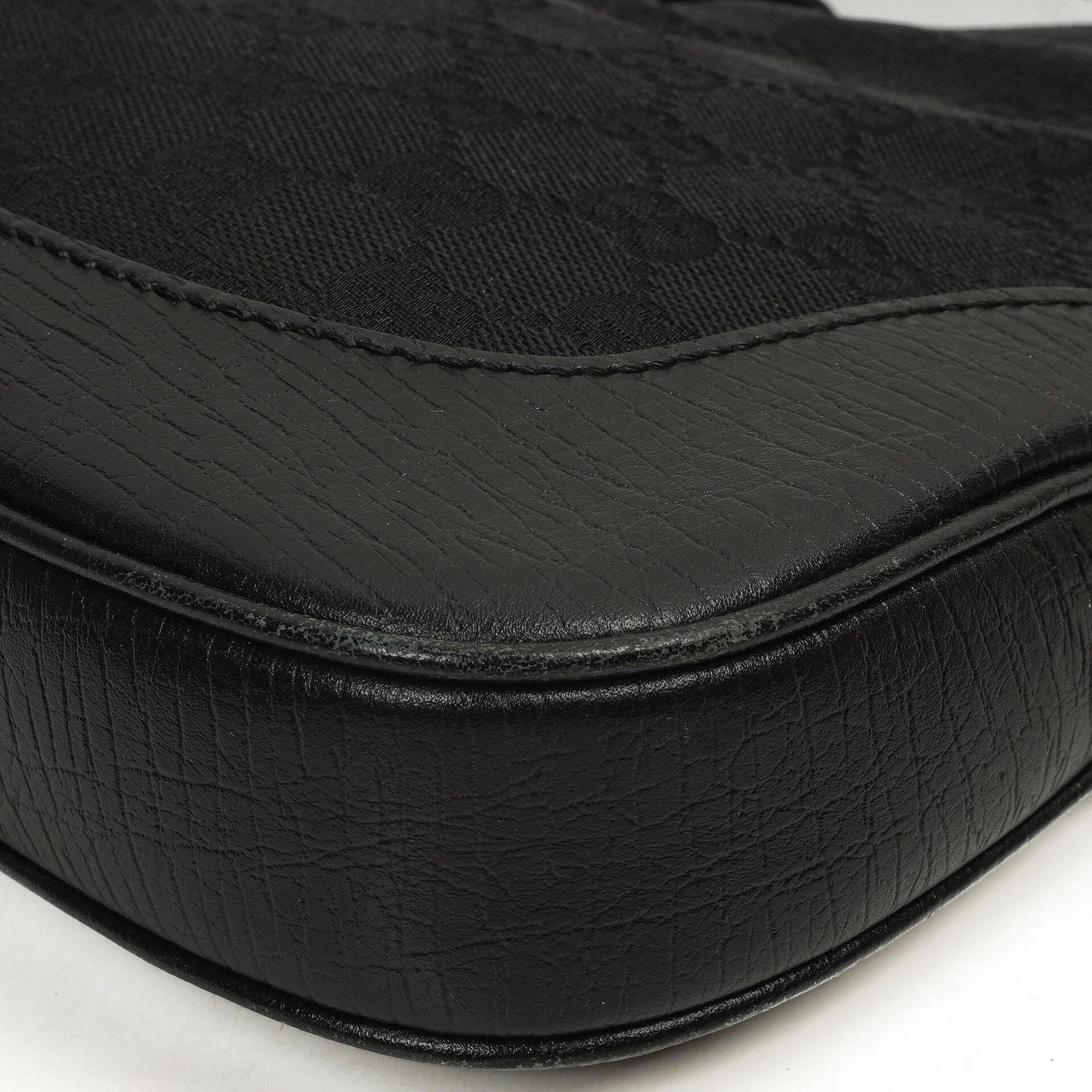 Gucci Jackie Vintage Medium Black GG Canvas And Leather Shoulder Bag