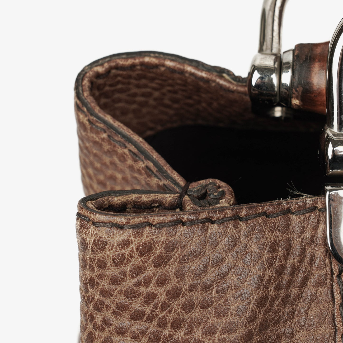 Gucci Leather Bamboo Bar Braided Handles Tote Bag