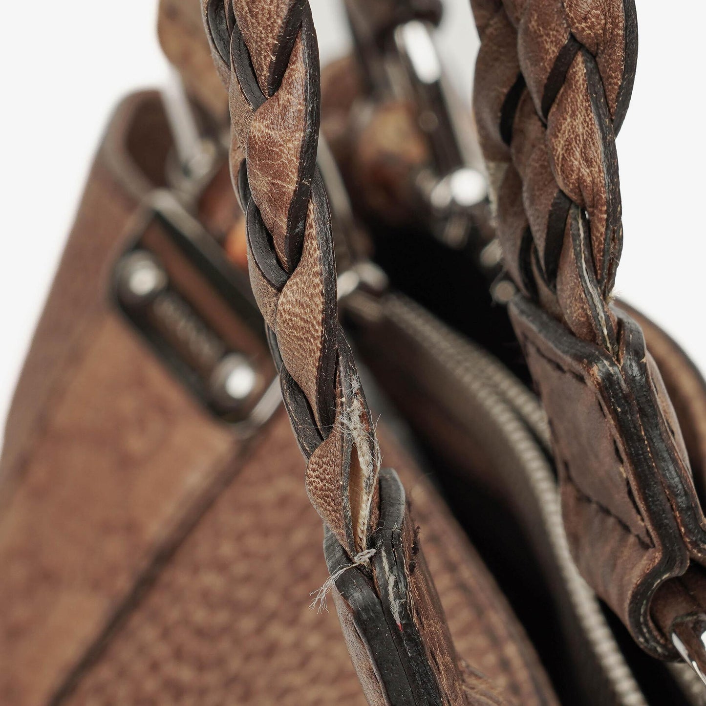 Gucci Leather Bamboo Bar Braided Handles Tote Bag