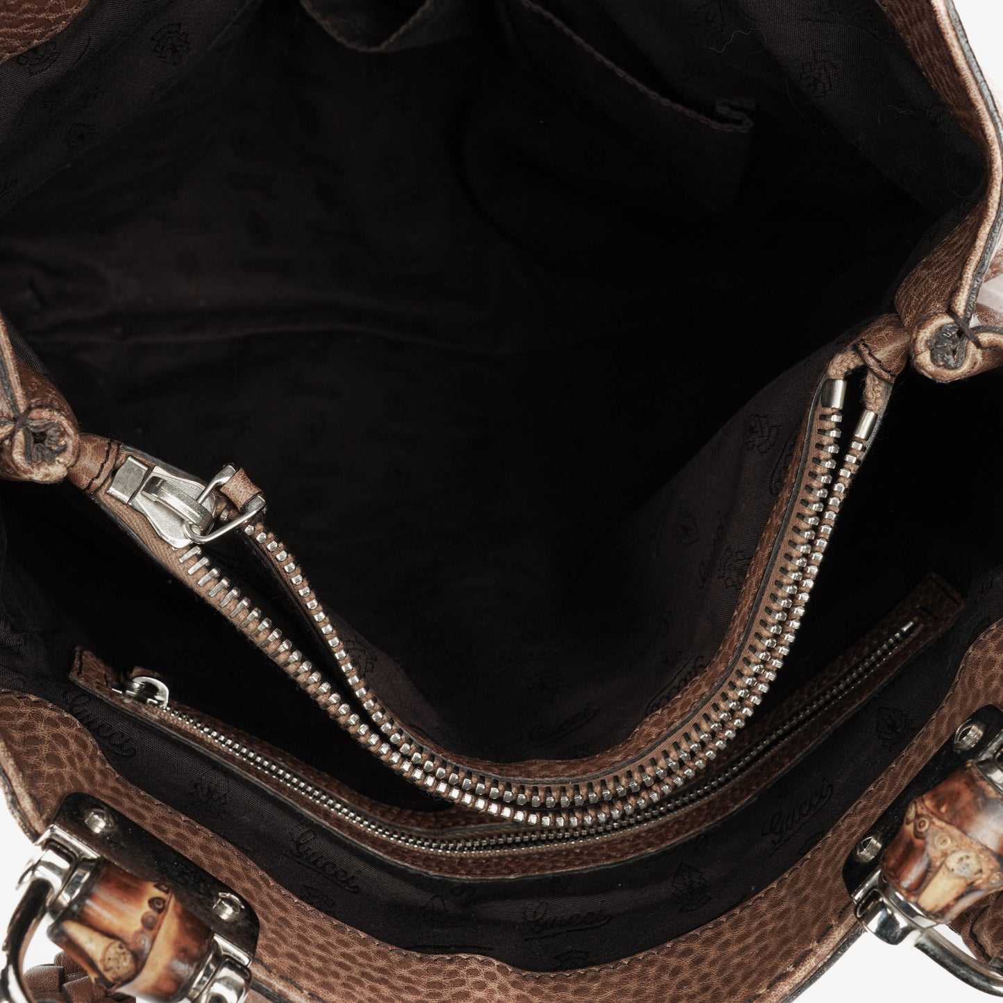 Gucci Leather Bamboo Bar Braided Handles Tote Bag