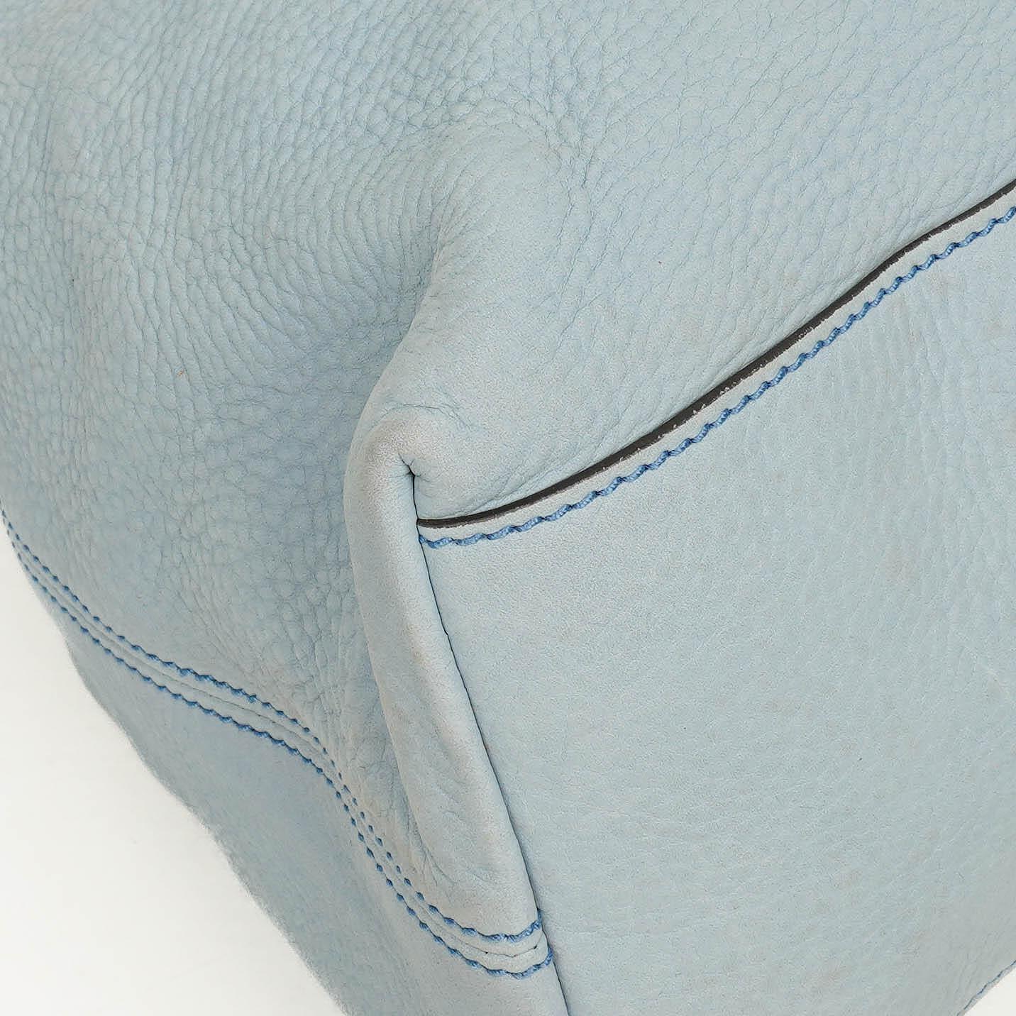 Gucci Light Blue Pebbled Leather Soho Top Handle Tote Bag