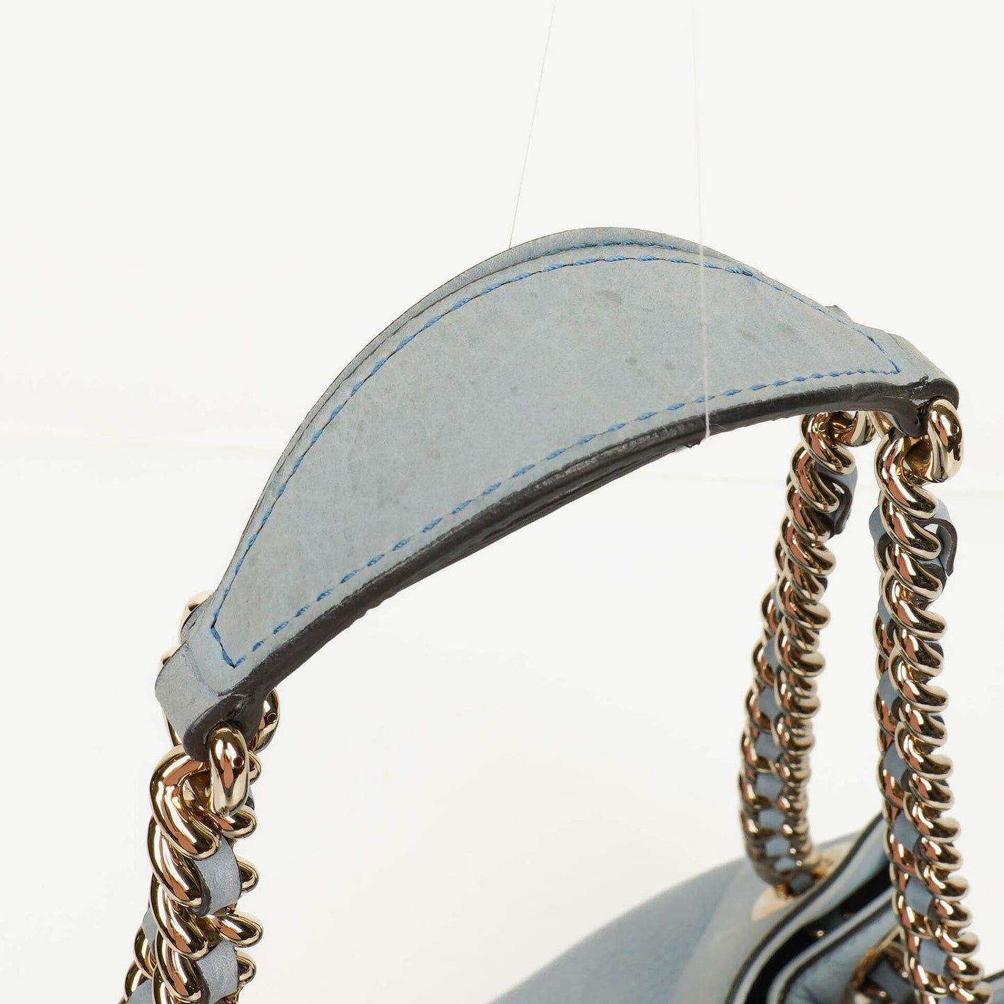 Gucci Light Blue Pebbled Leather Soho Top Handle Tote Bag