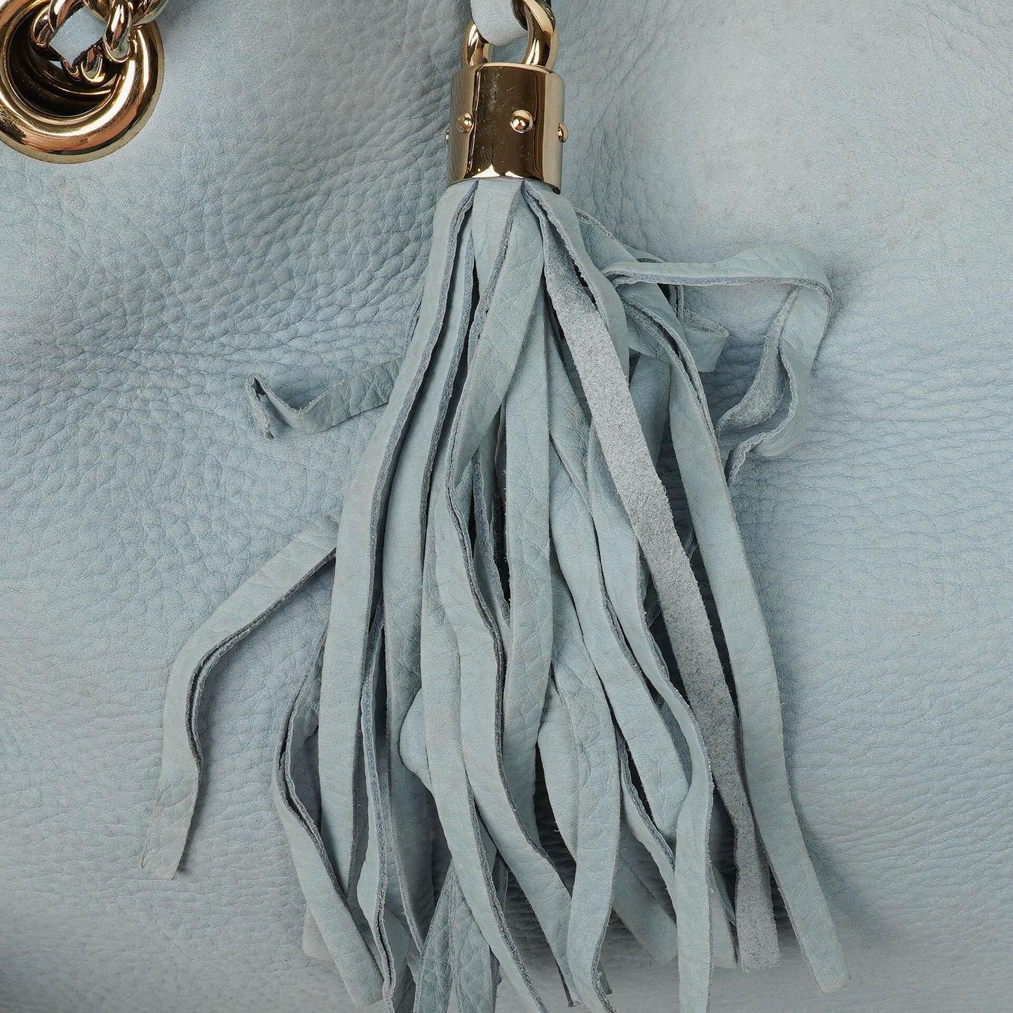Gucci Light Blue Pebbled Leather Soho Top Handle Tote Bag