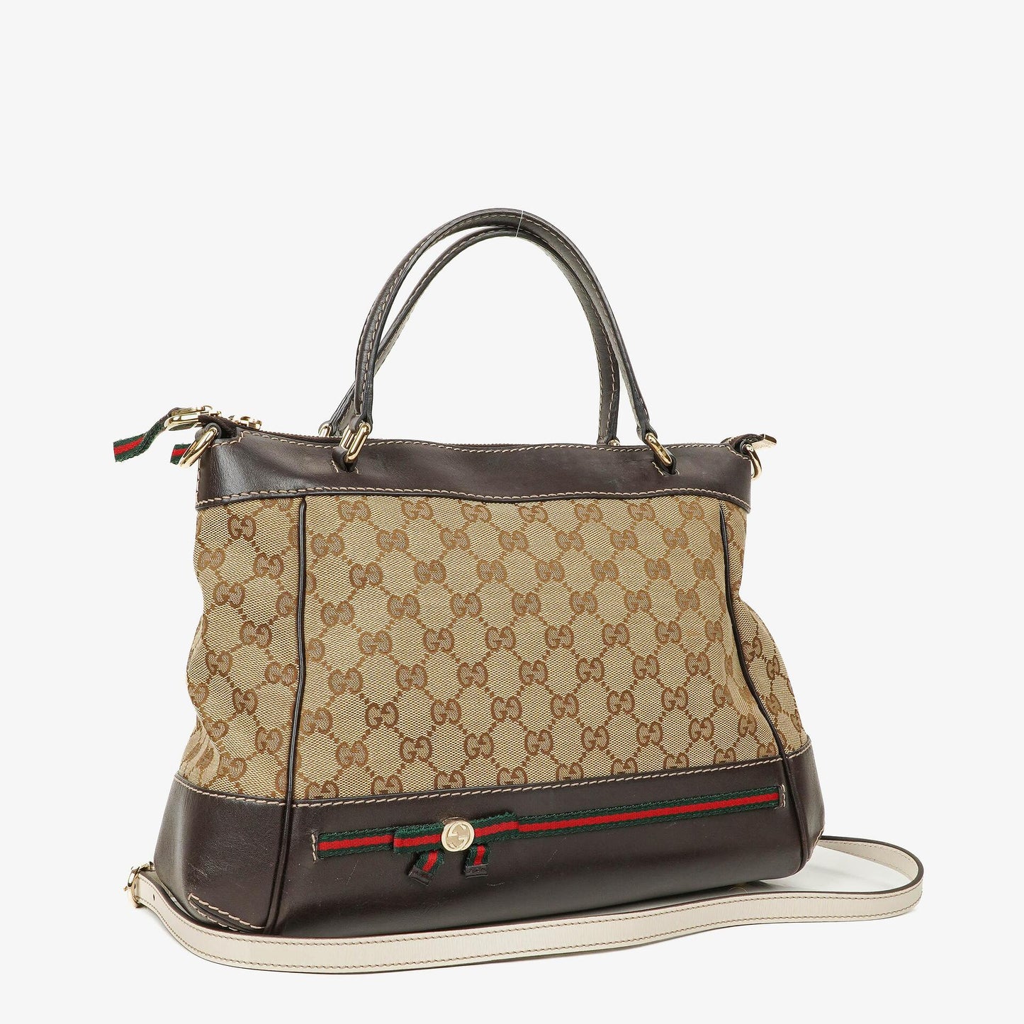 Gucci Mayfair Bow Beige GG Canvas Top Handle Bag