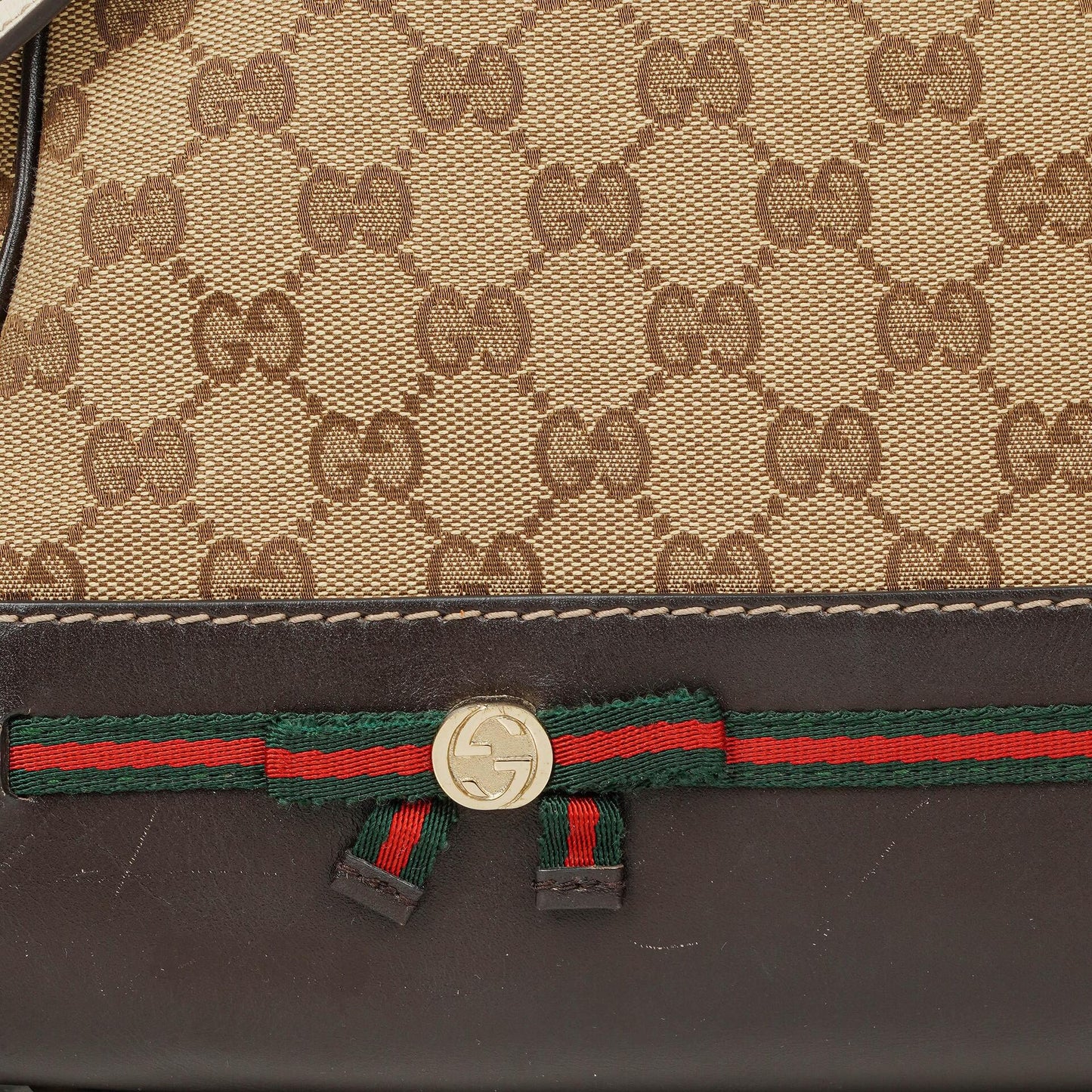 Gucci Mayfair Bow Beige GG Canvas Top Handle Bag