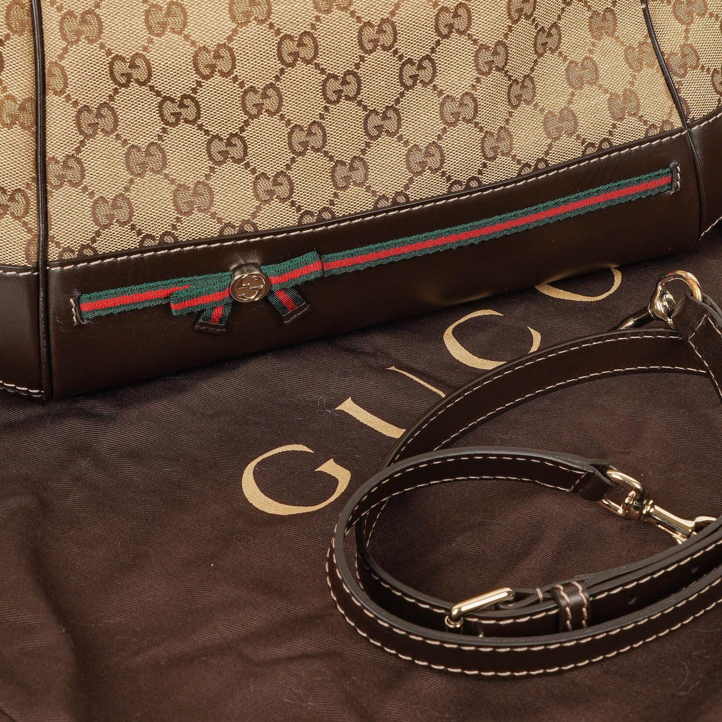 Gucci Mayfair Convertible Tote GG Canvas Brown