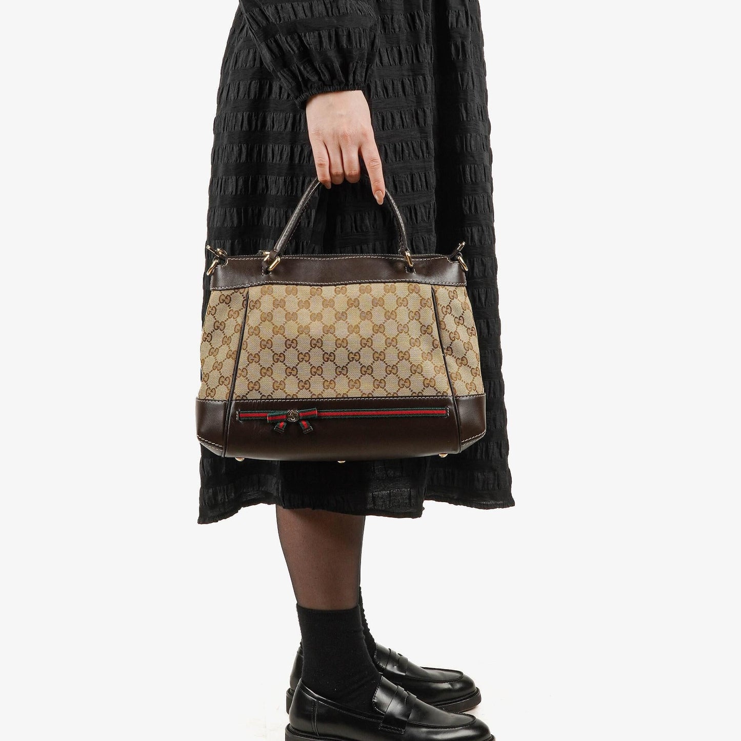 Gucci Mayfair Convertible Tote GG Canvas Brown