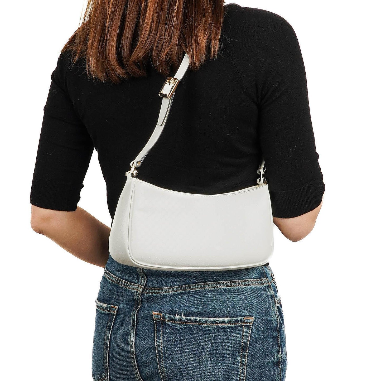 Gucci Microguccissima Pochette in White Leather