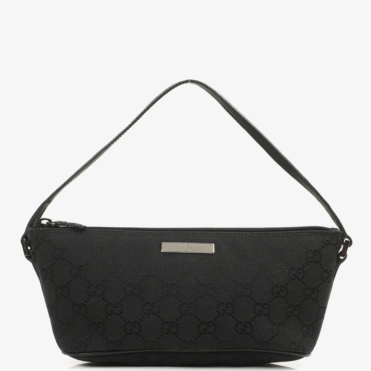 Gucci Mini Baguette Black GG Monogram Pochette Boat