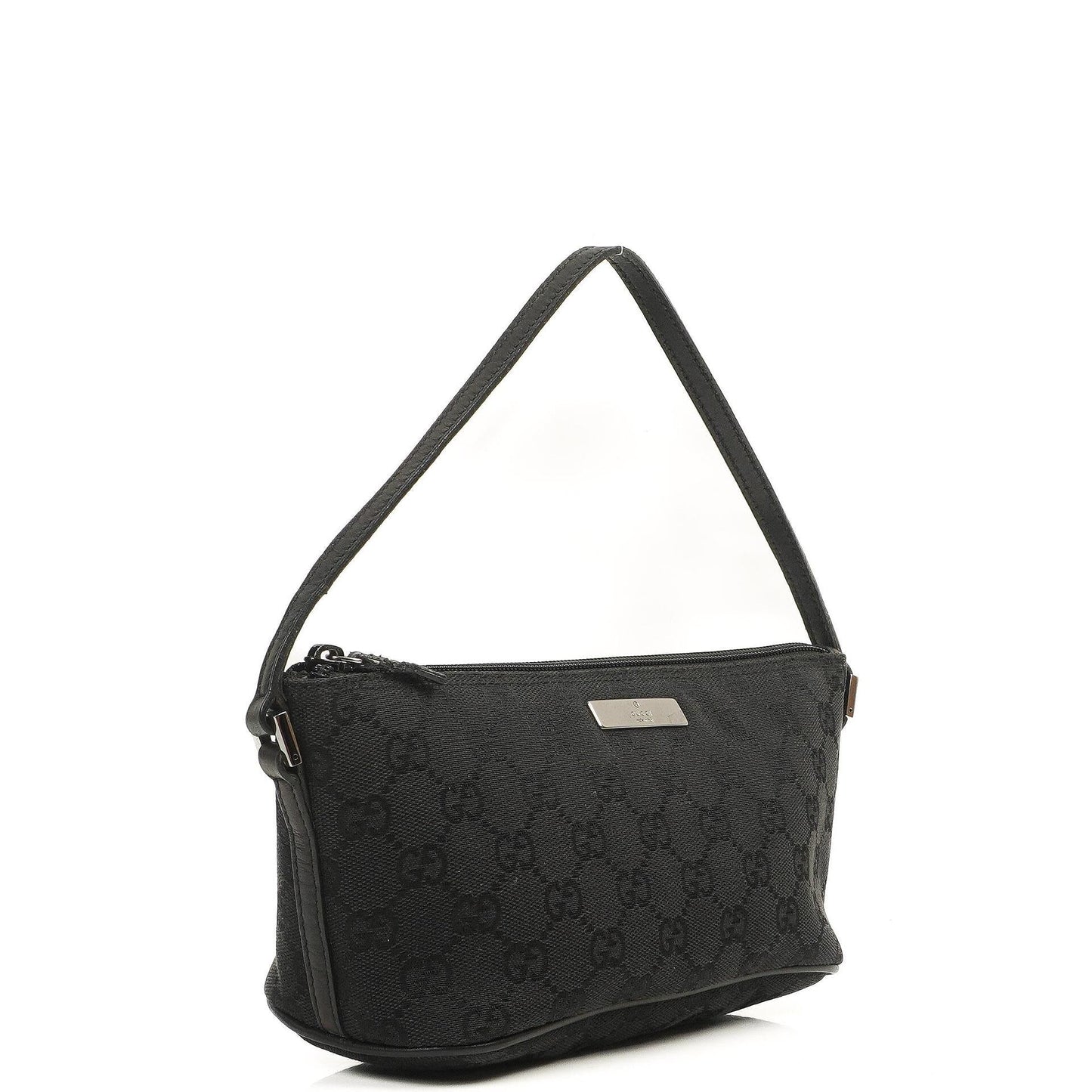 Gucci Mini Baguette Black GG Monogram Pochette Boat