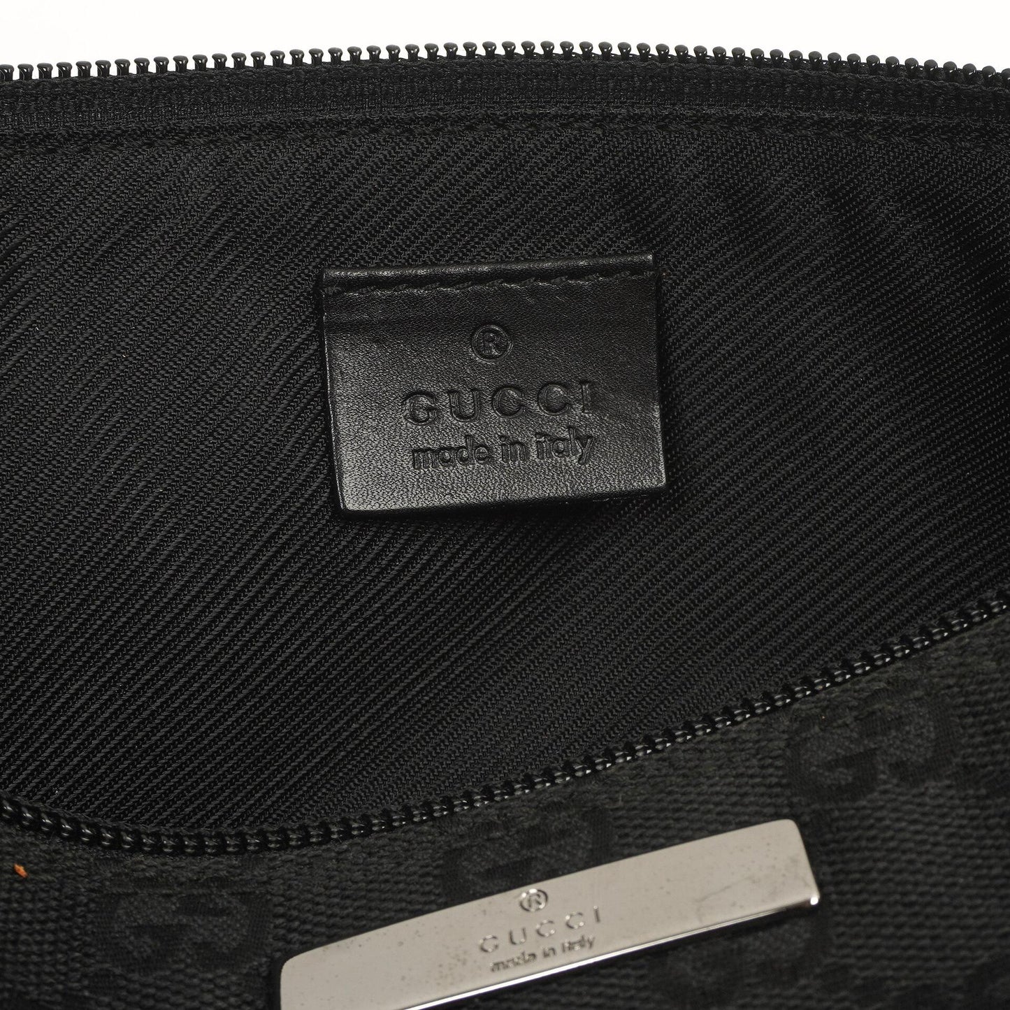 Gucci Mini Baguette Black GG Monogram Pochette Boat