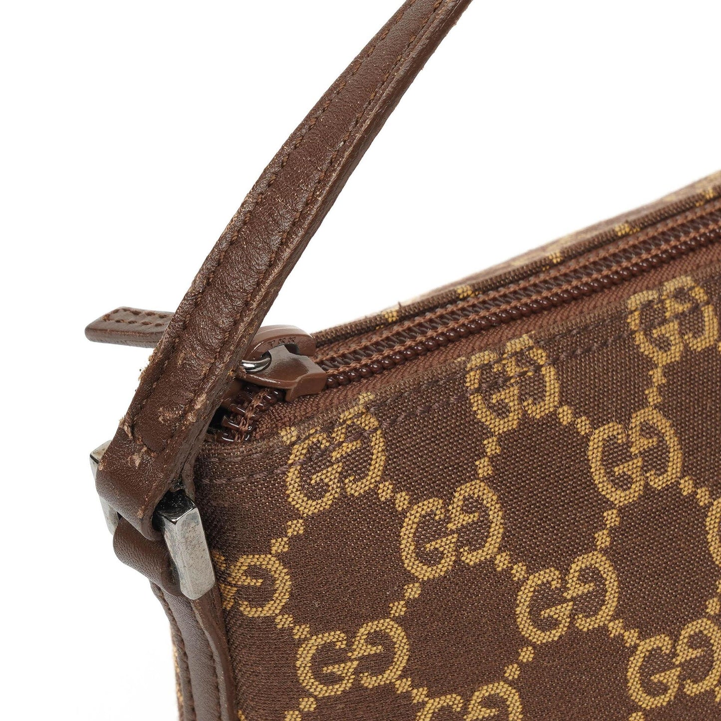 Gucci Mini Baguette GG Monogram Pochette Boat Brown/Beige Bag