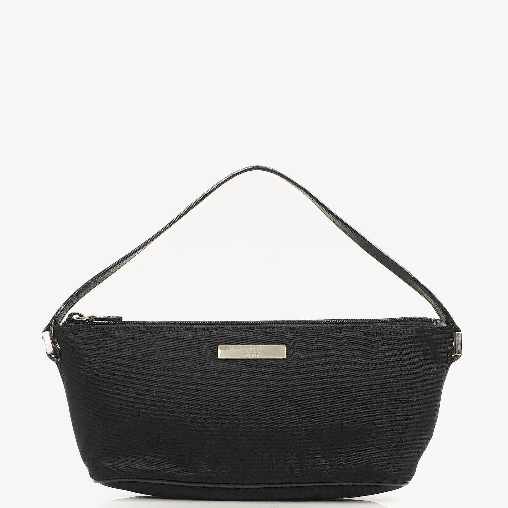 Gucci Mini Baguette Pochette Boat Black Canvas Bag