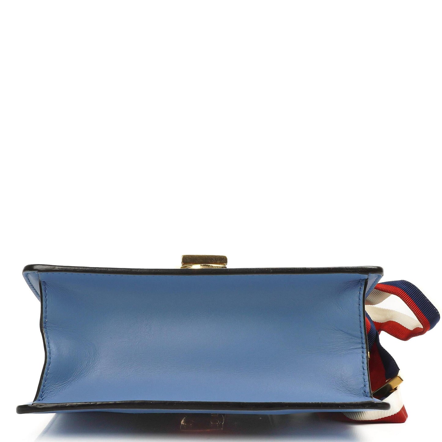 Gucci Mini Sylvie Flap Chain Bag Web Stripe Clear Sky Blue Calfskin