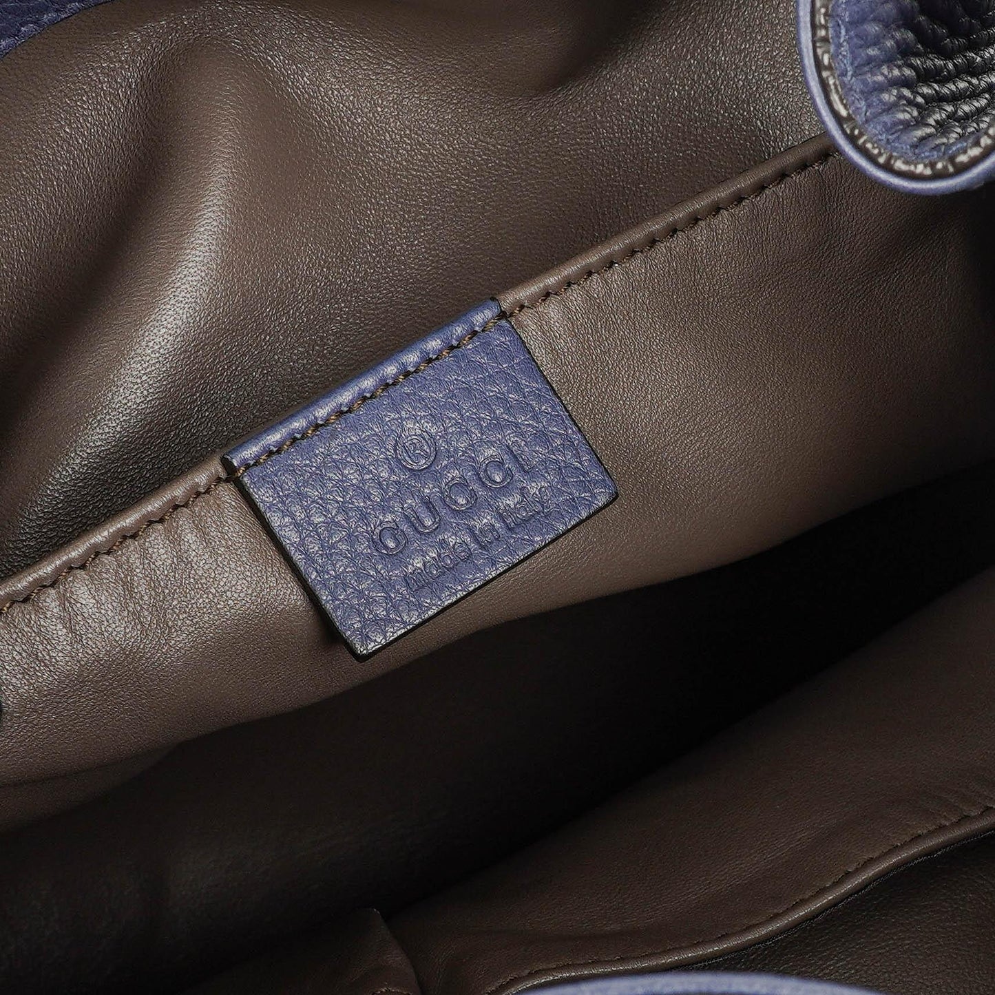 Gucci Miss Bamboo Pebbled Blue Calfskin Bucket Bag