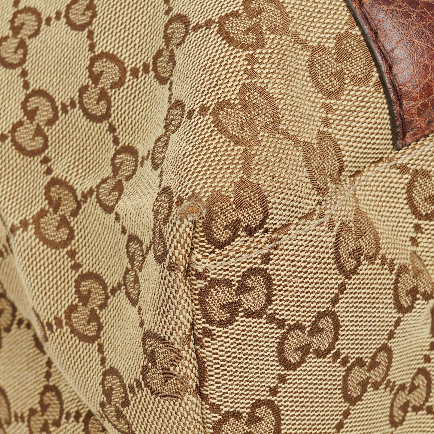 Gucci Monogram Bamboo Braided Handles Bag