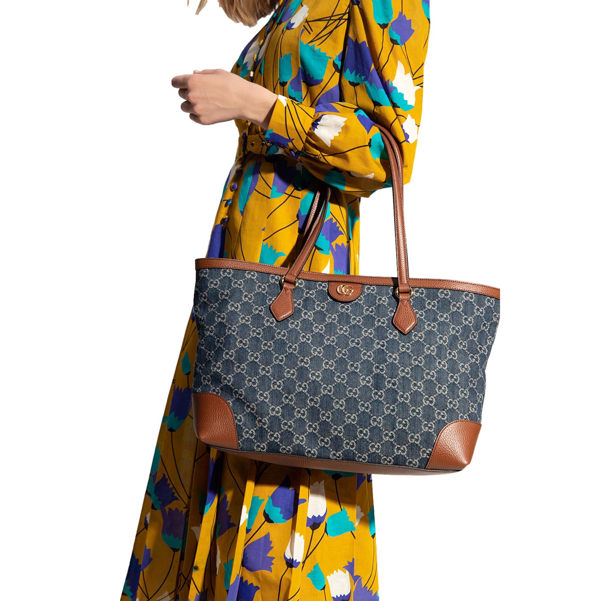 Gucci Monogram Leather Canvas Tote