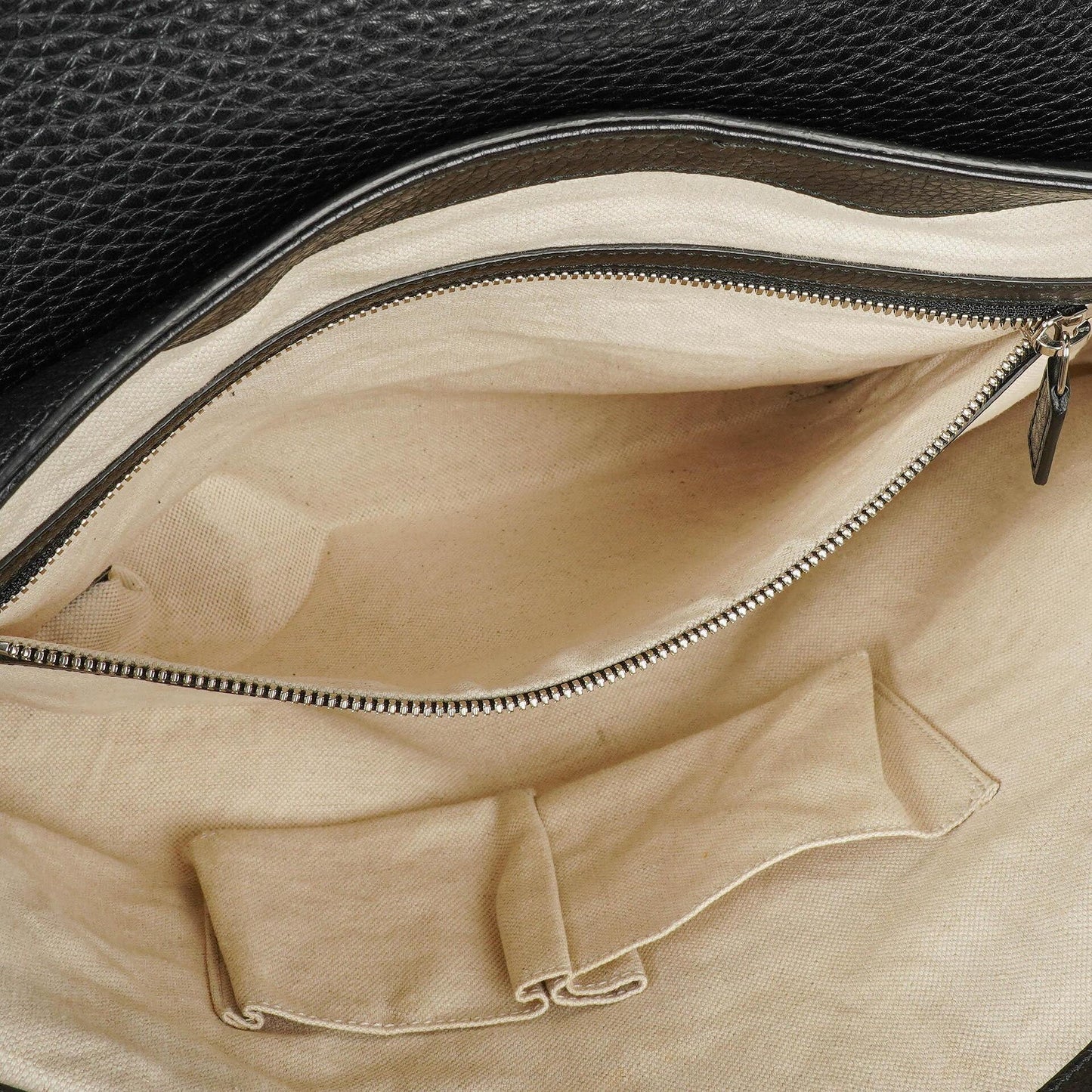 Gucci Pebbled Black Leather Messenger Bag
