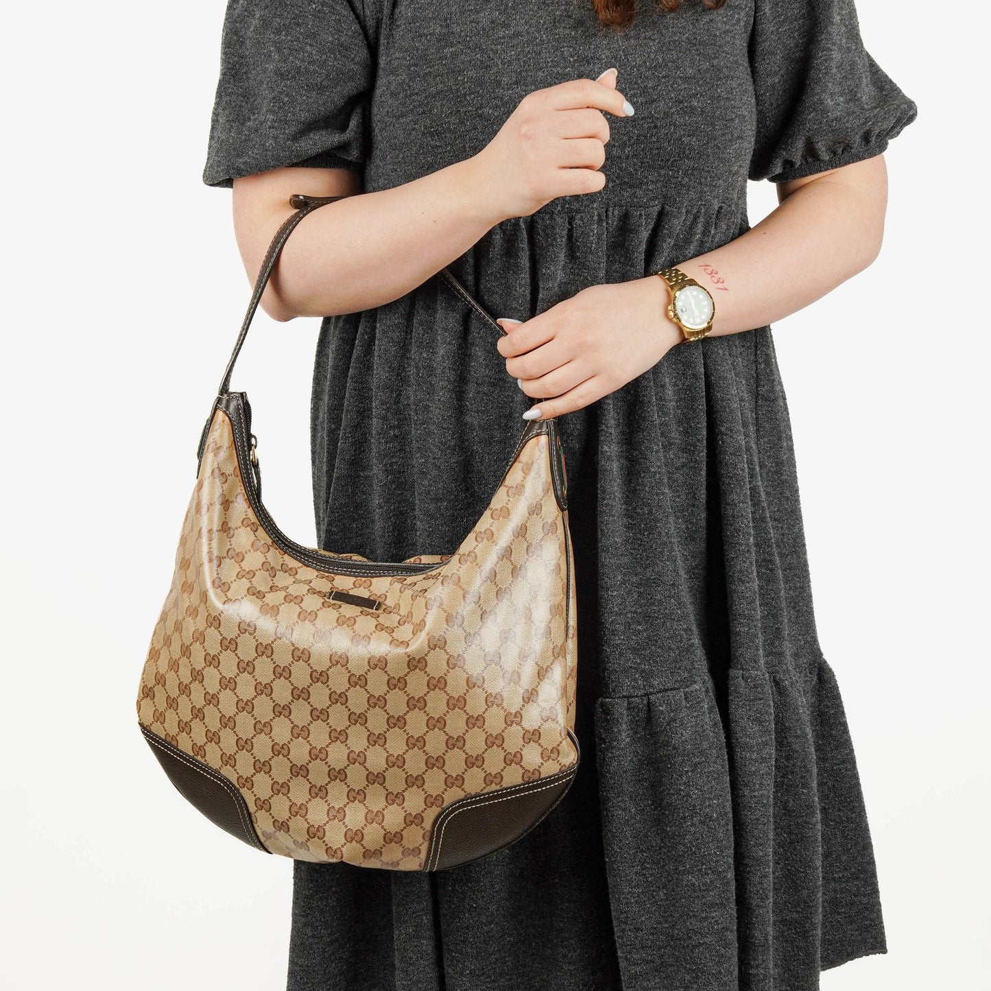 Gucci Princy GG Crystal Coated Canvas Hobo Bag