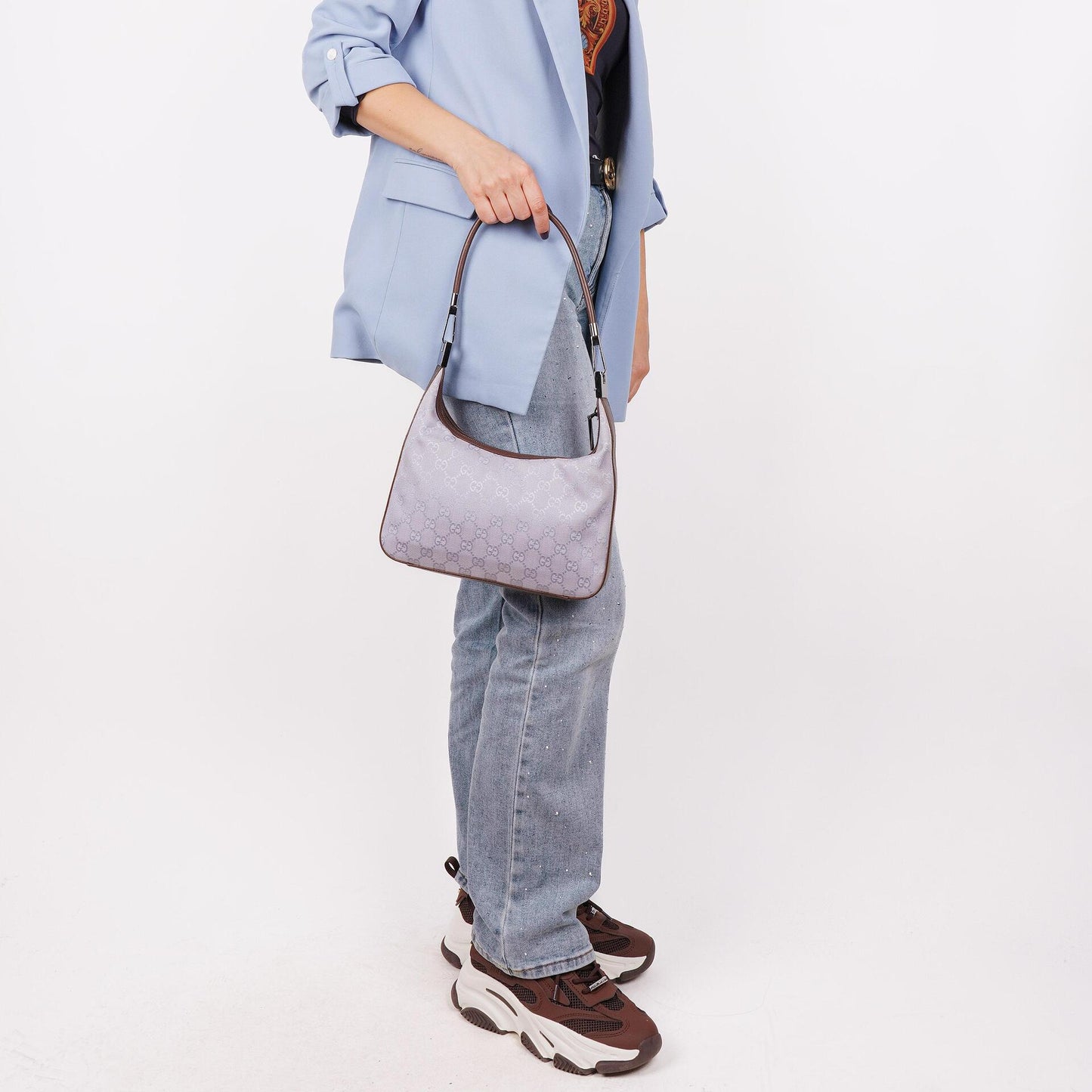Gucci Purple GG Canvas Shoulder Hobo Bag