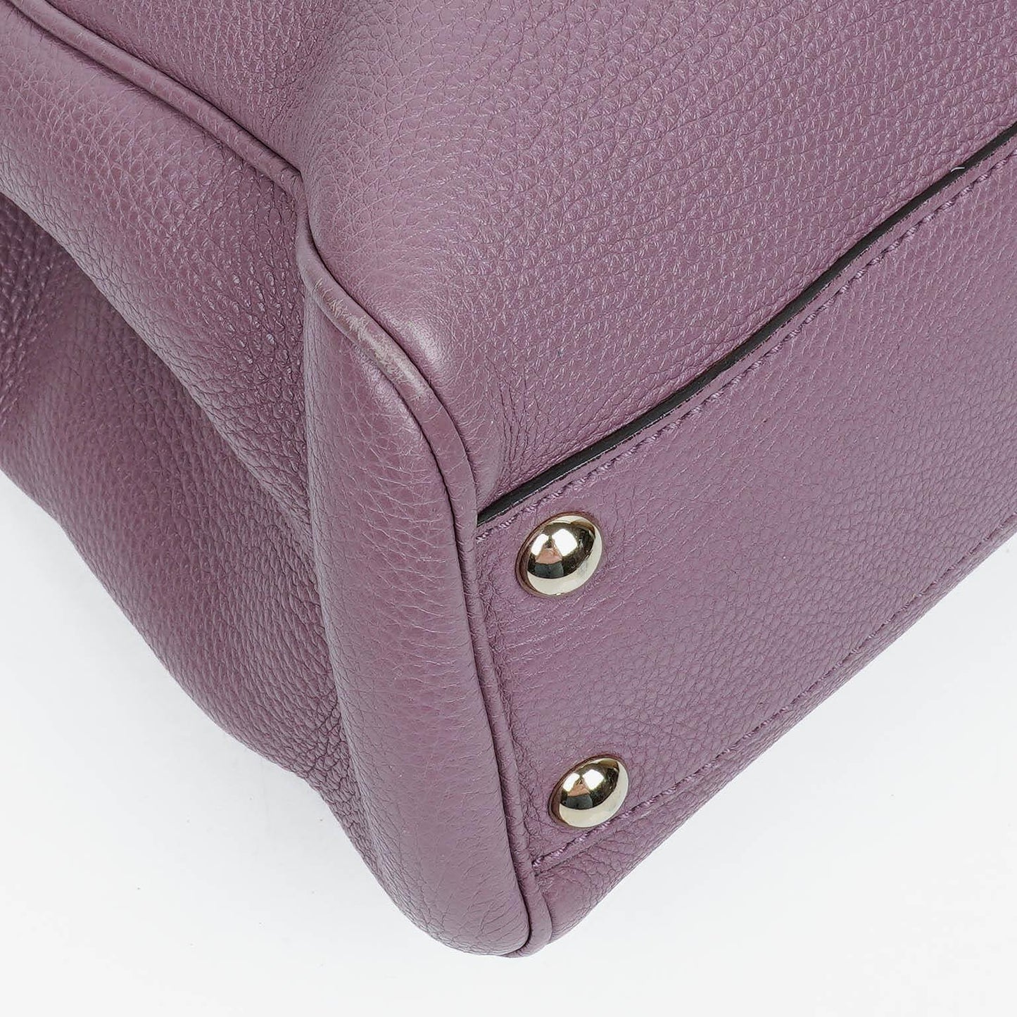 Gucci Purple Pebbled Calfskin Mini Bamboo Tote Bag