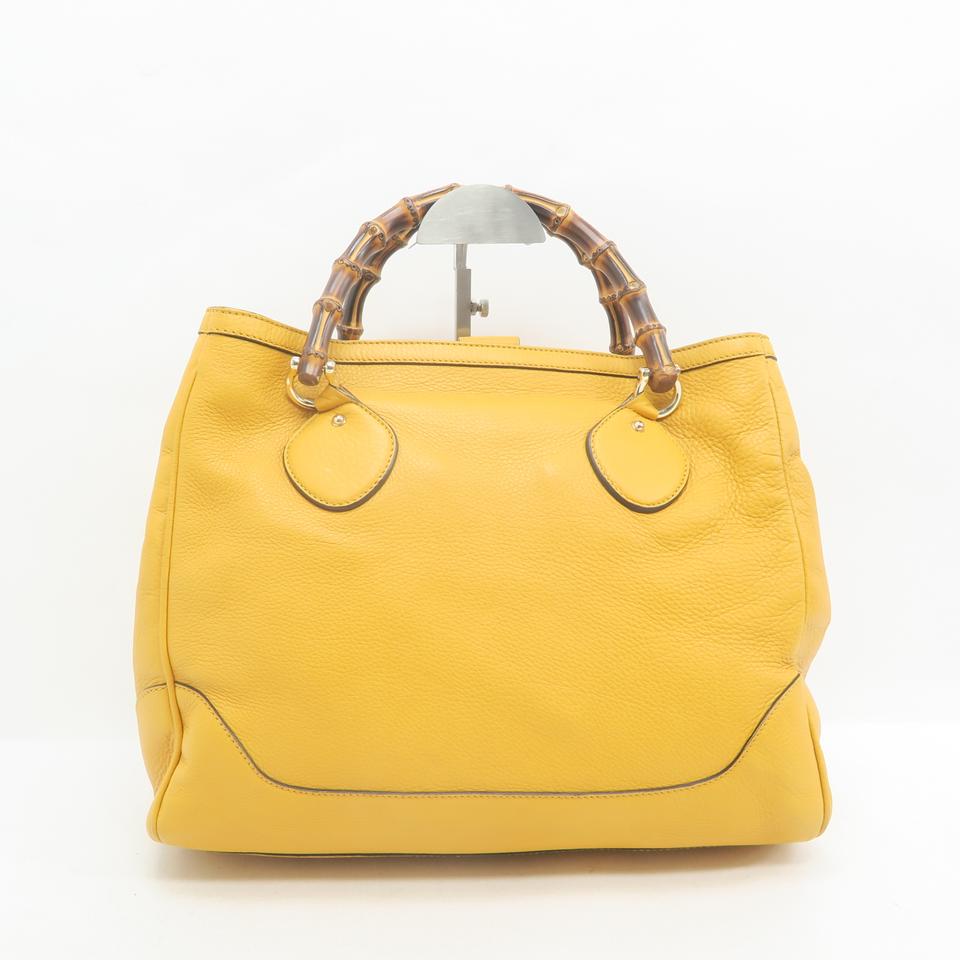 Gucci Bamboo Yellow Calfskin Tote
