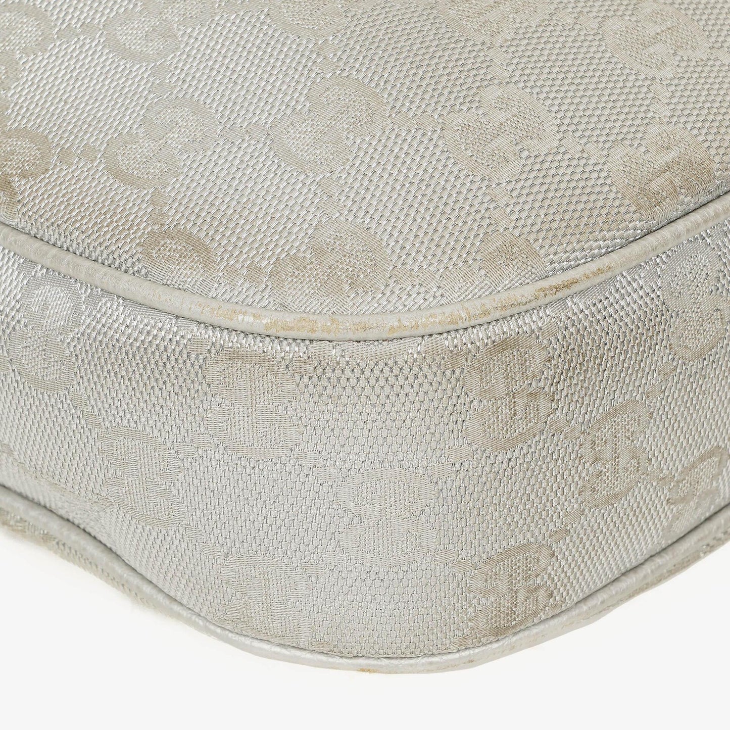 Gucci Silver Metallic Canvas Hobo Bag