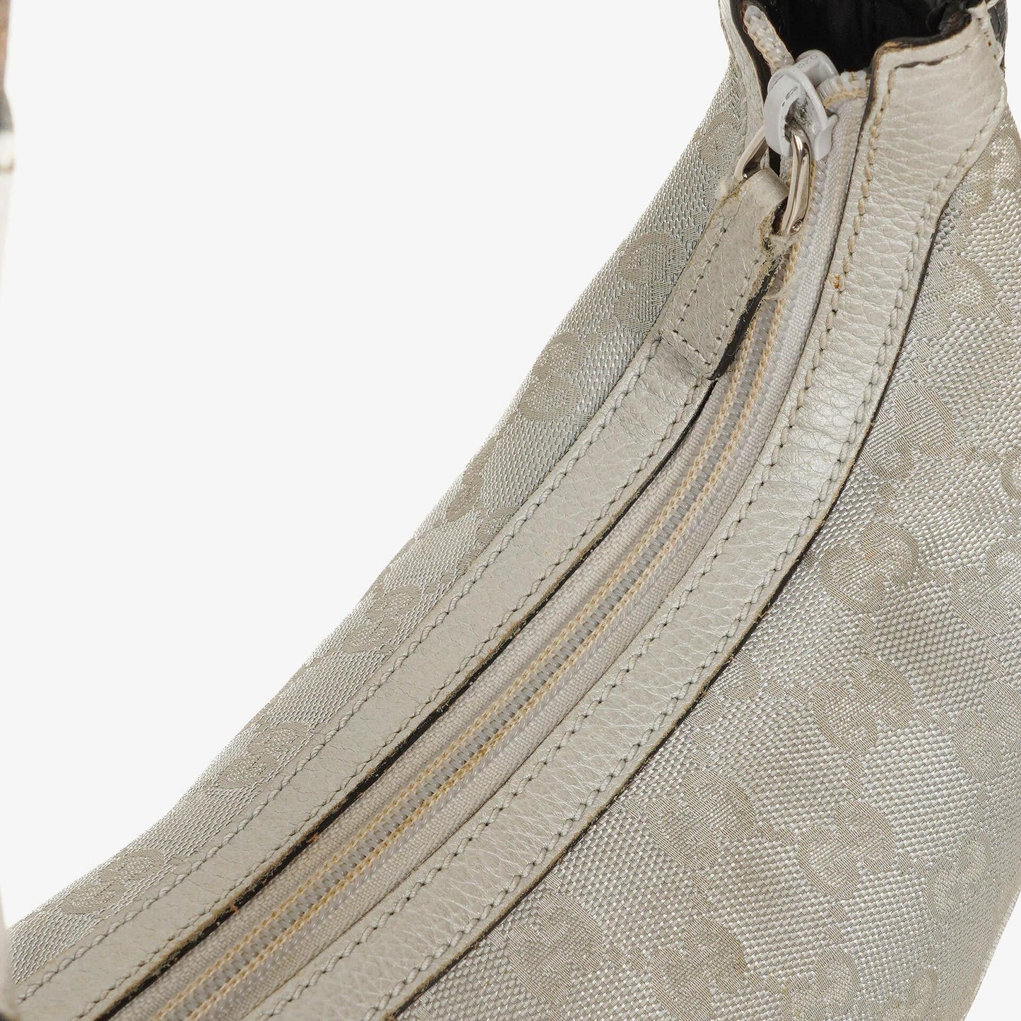 Gucci Silver Metallic Canvas Hobo Bag