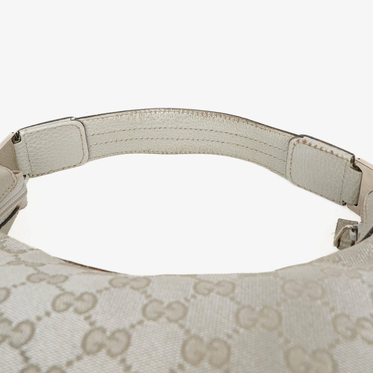 Gucci Silver Metallic Canvas Hobo Bag