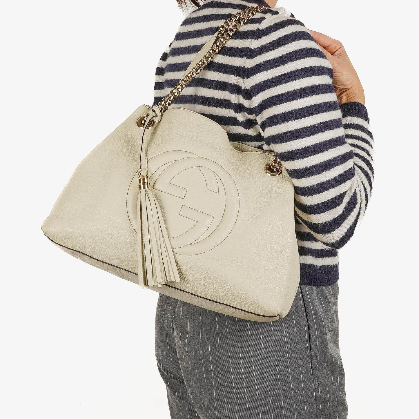Gucci Soho Pebbled Calfskin Chain Tote Bag