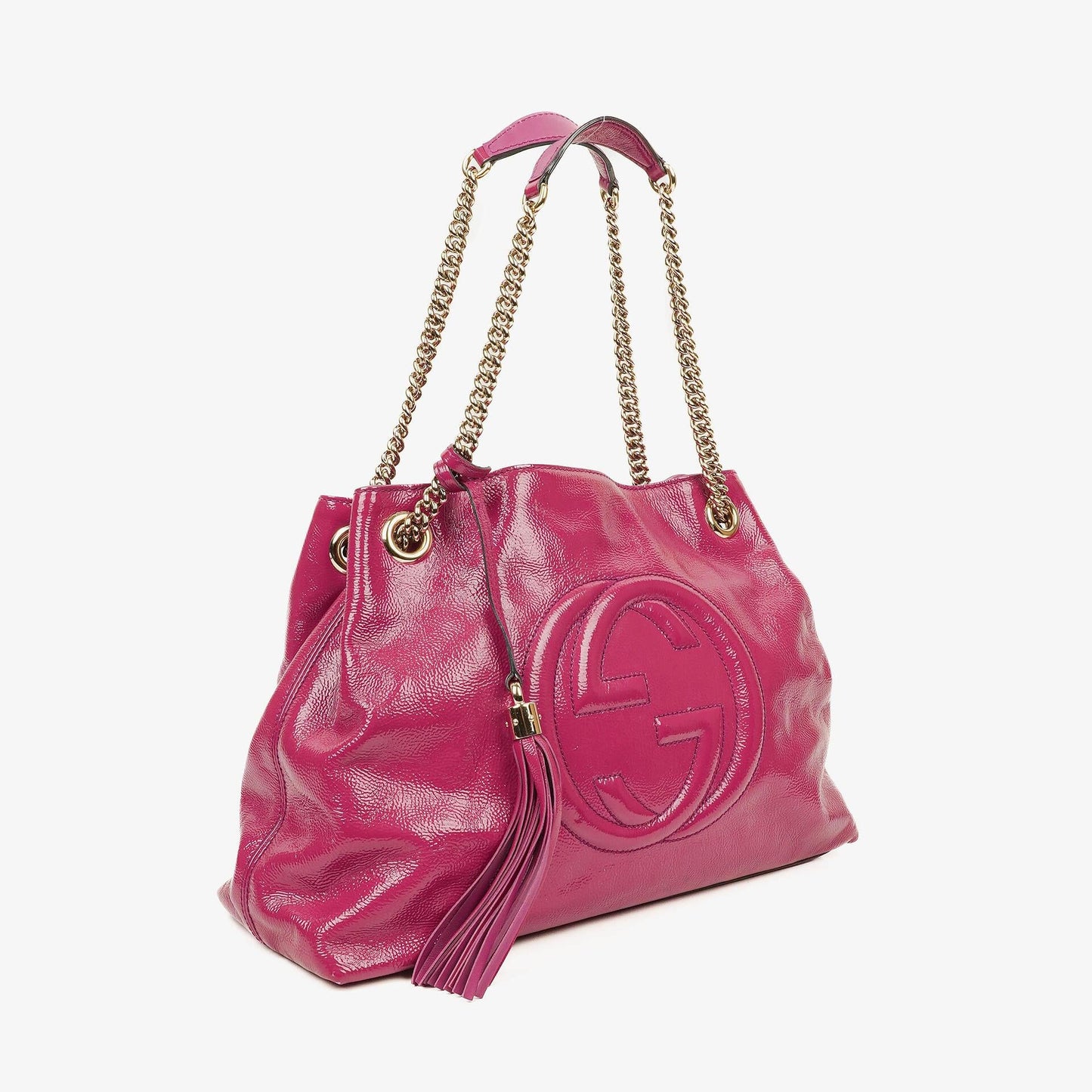 Gucci Soho Pink Patent Leather Chain Tote Bag