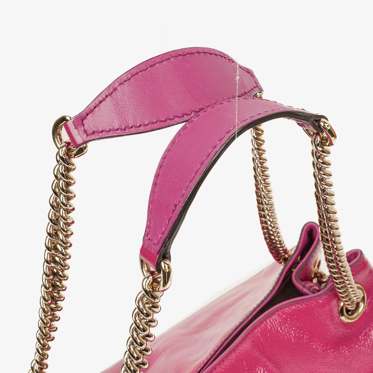 Gucci Soho Pink Patent Leather Chain Tote Bag