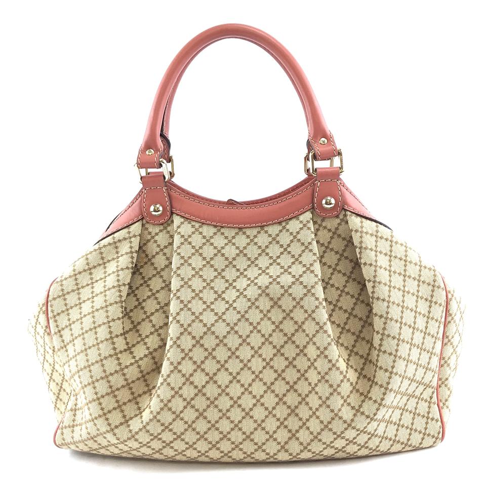 Gucci Sukey Brown Leather Canvas Tote Style 1