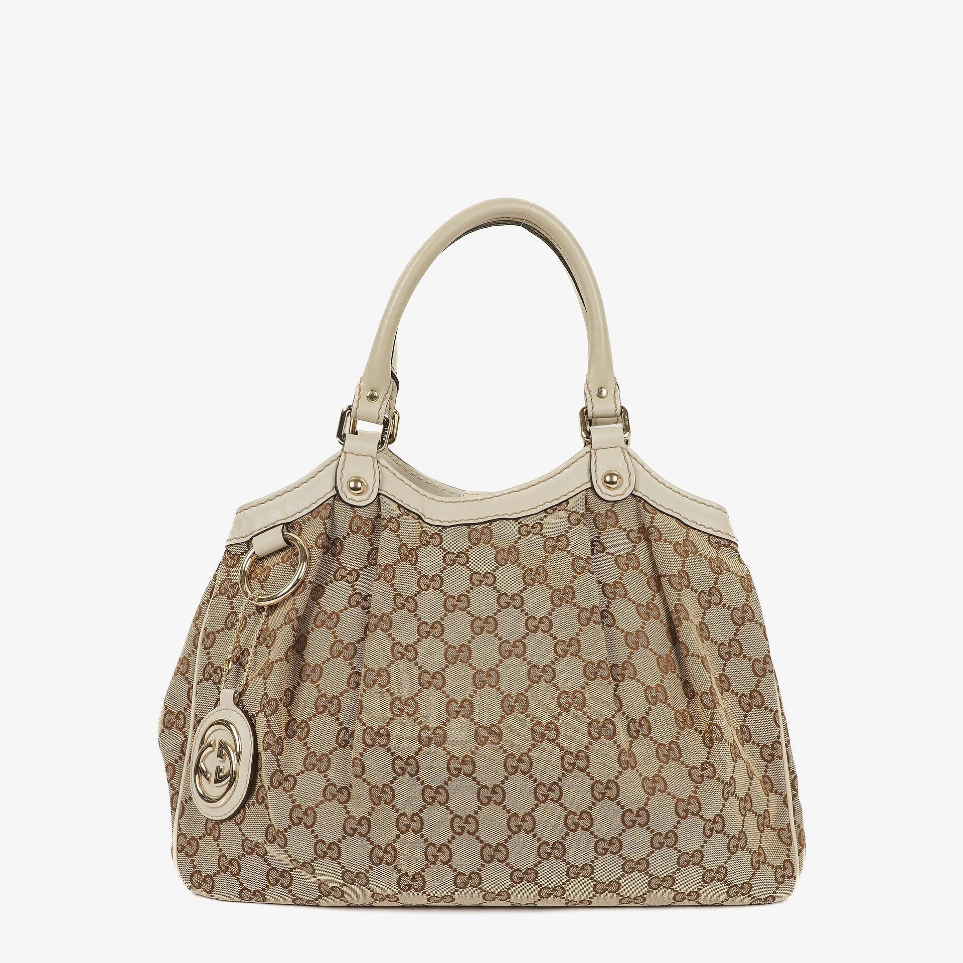 Gucci Sukey Medium Beige GG Canvas Hobo Bag