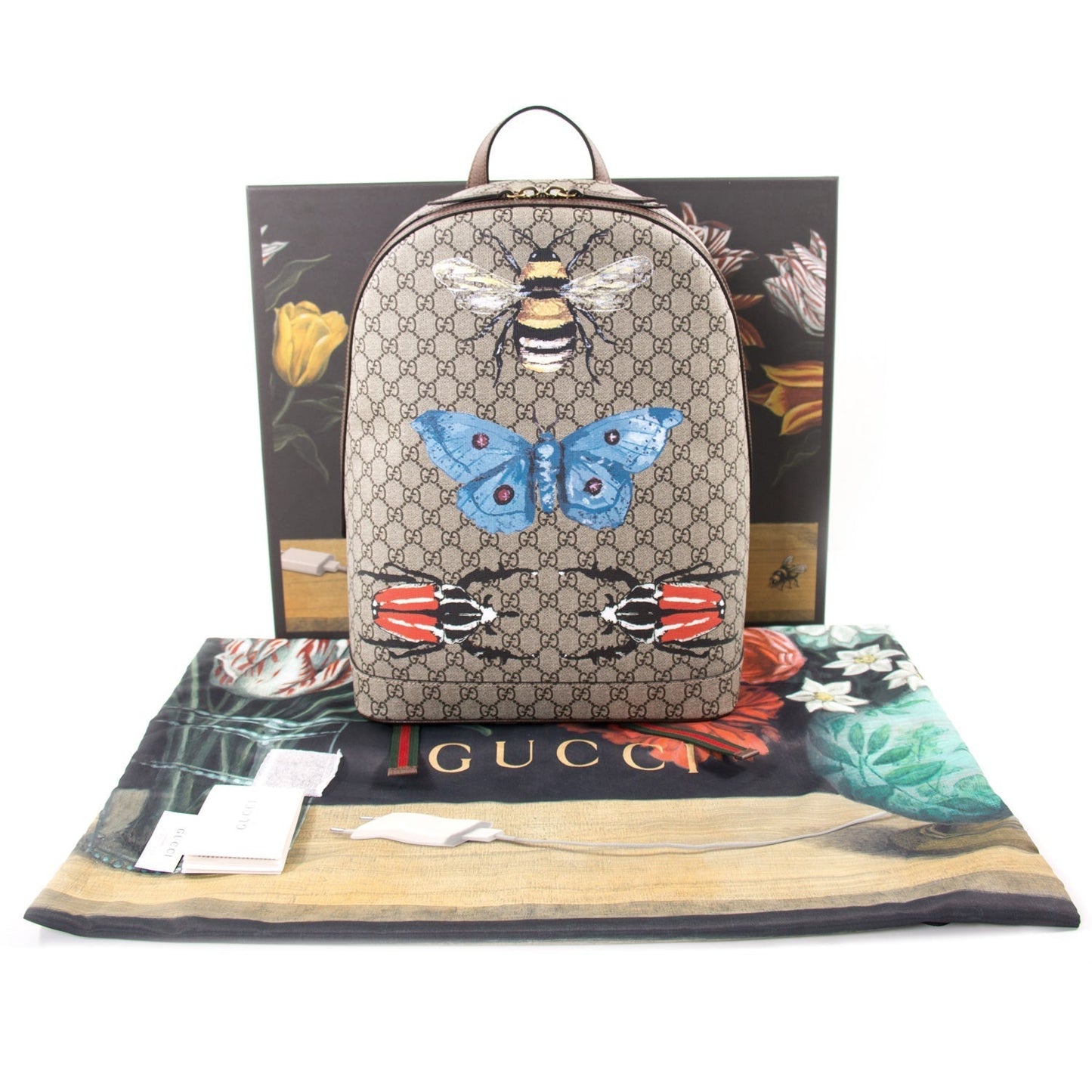 Gucci GG Supreme Leather Canvas Backpack Style 4