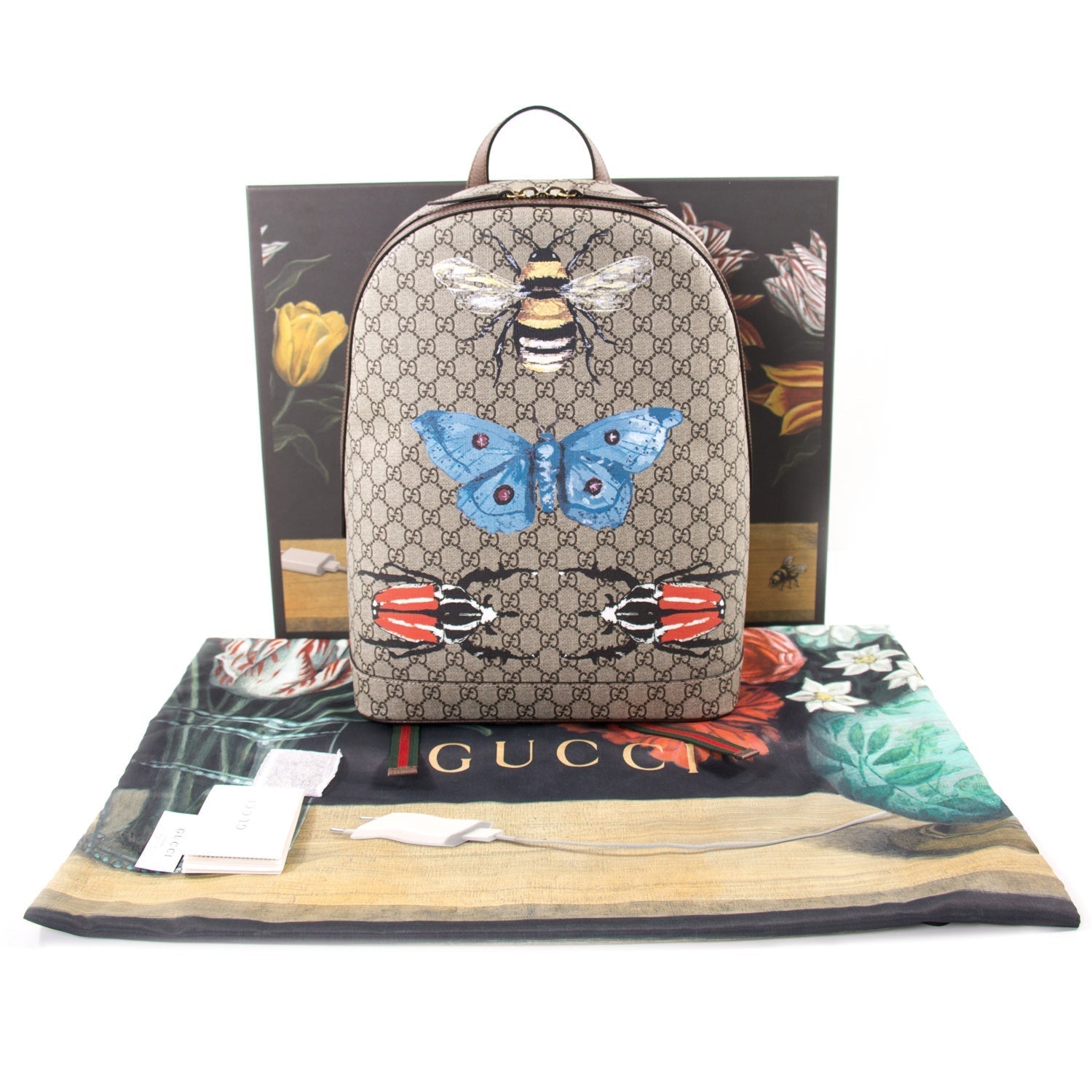Gucci GG Supreme Leather Canvas Backpack Style 4