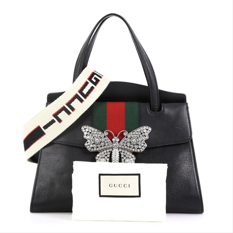 Gucci Black Leather Monogram Tote