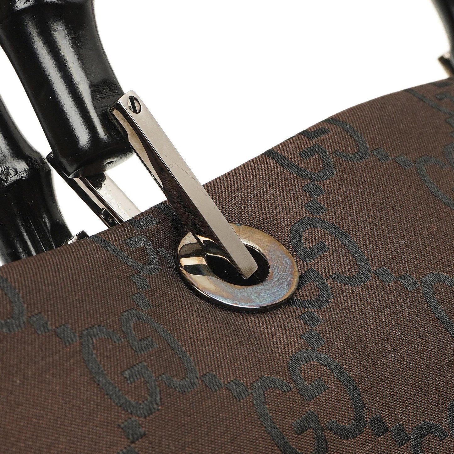 Gucci Vintage Bamboo Brown GG Canvas Tote Bag