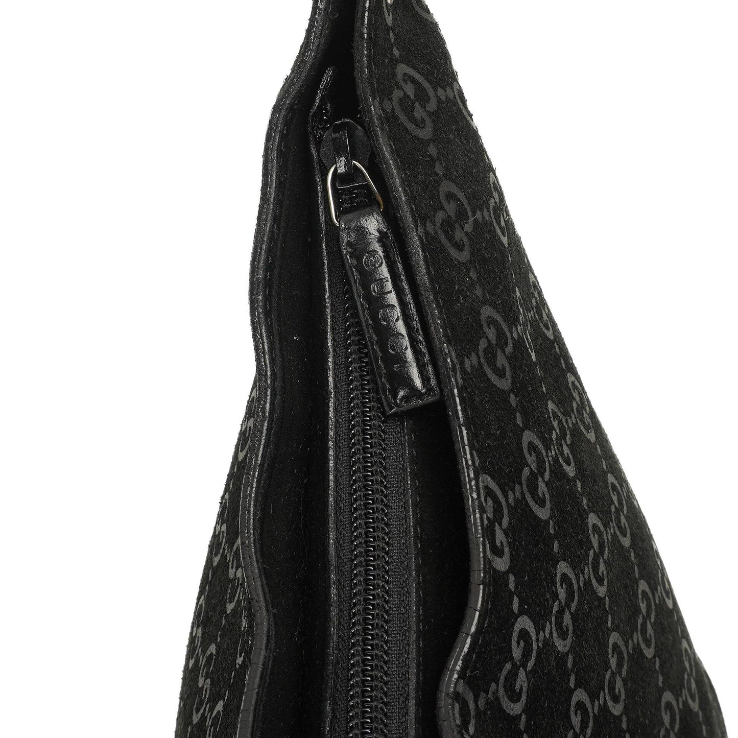 Gucci Vintage Bamboo Top Handle Black GG Hobo Shoulder Bag