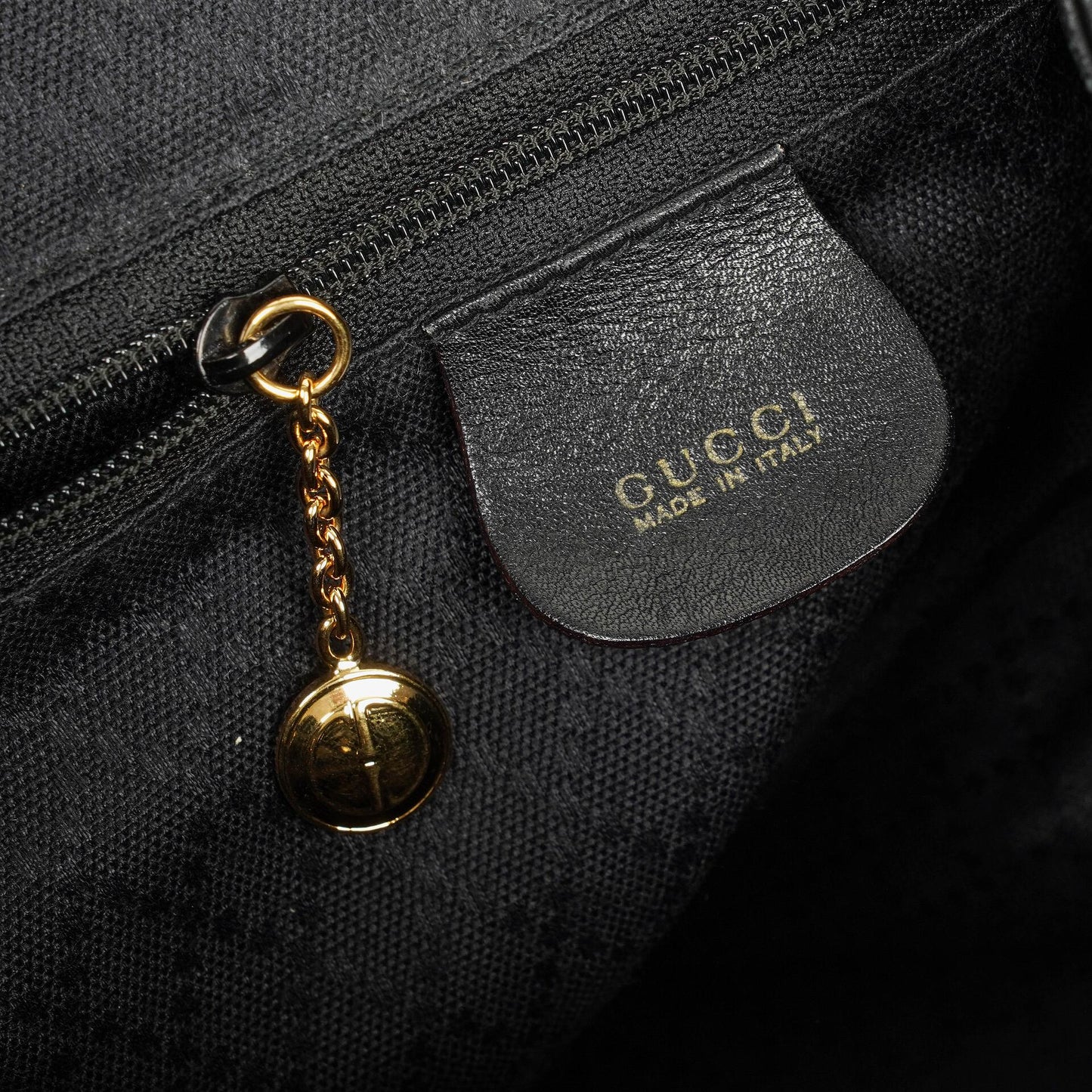 Gucci Vintage Black Leather Bamboo Backpack