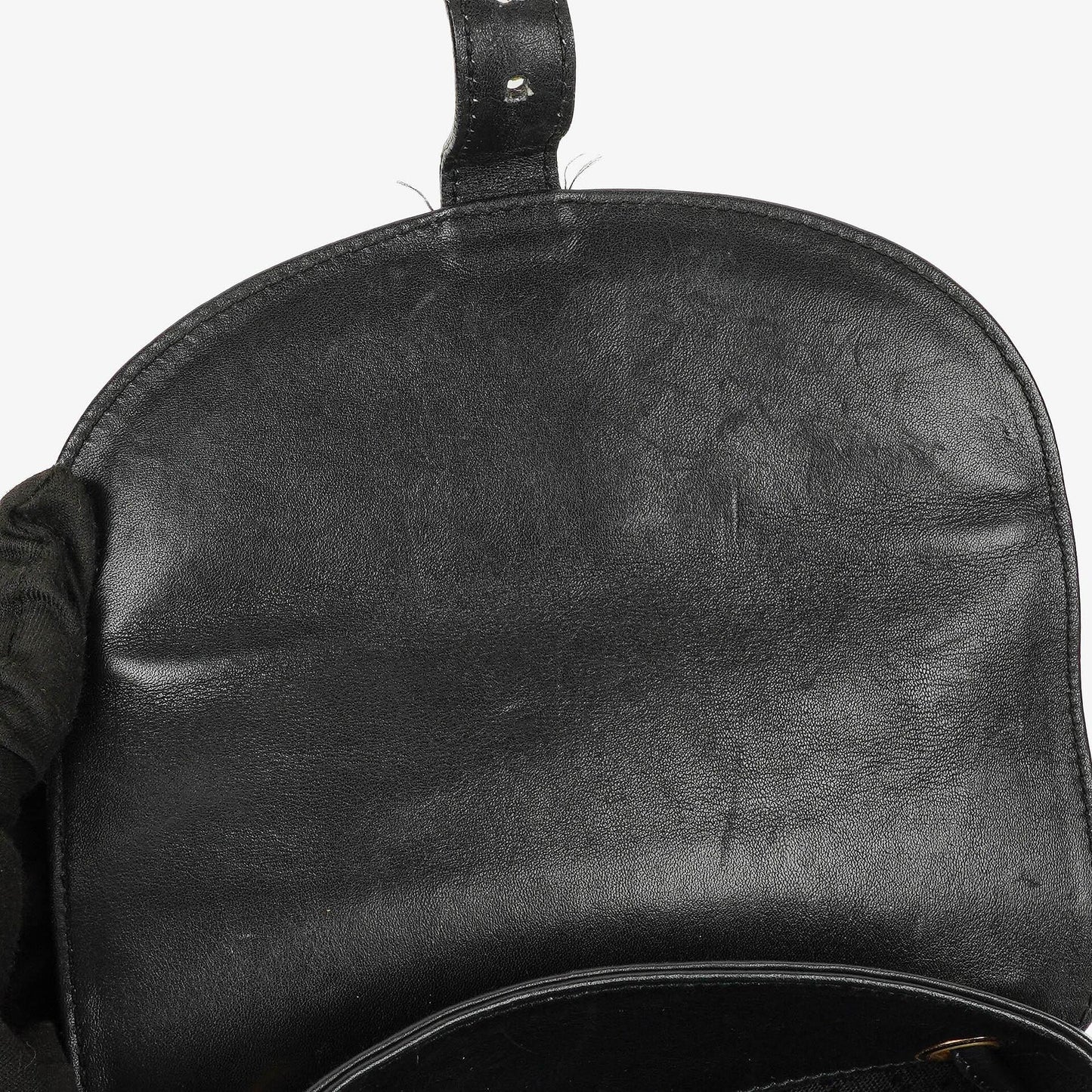 Gucci Vintage Black Leather Bamboo Backpack