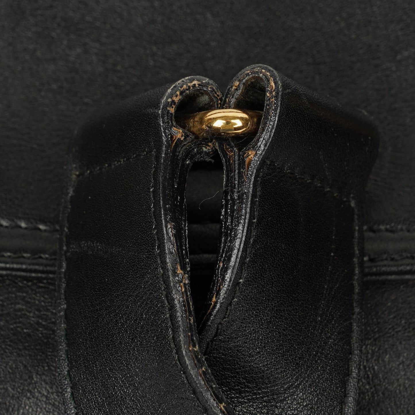 Gucci Vintage Black Leather Bamboo Backpack