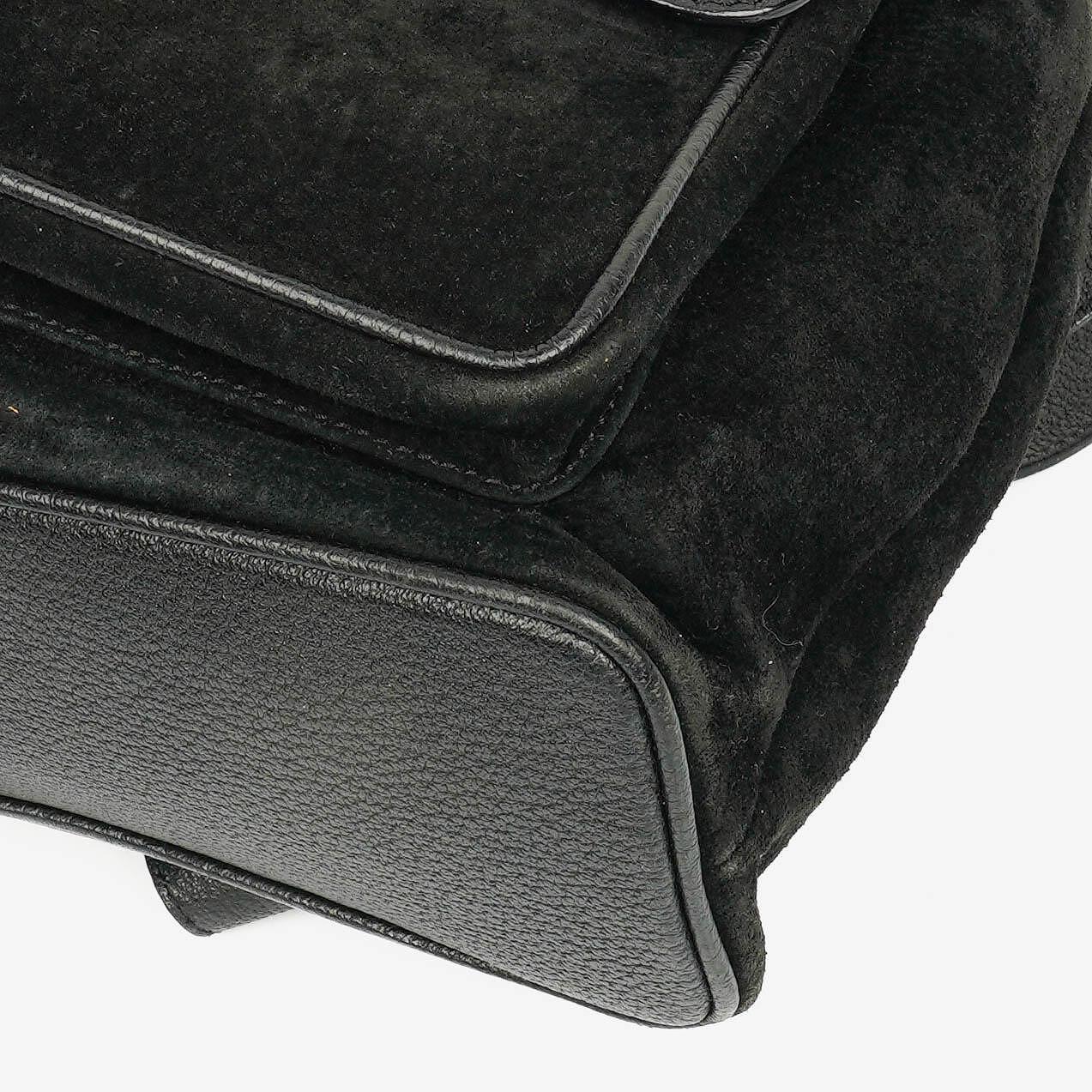 Gucci Vintage Black Suede and Bamboo Backpack